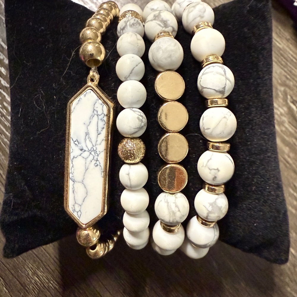 Elegant Park Lane Denver Gold and White Turquoise Bracelet Set